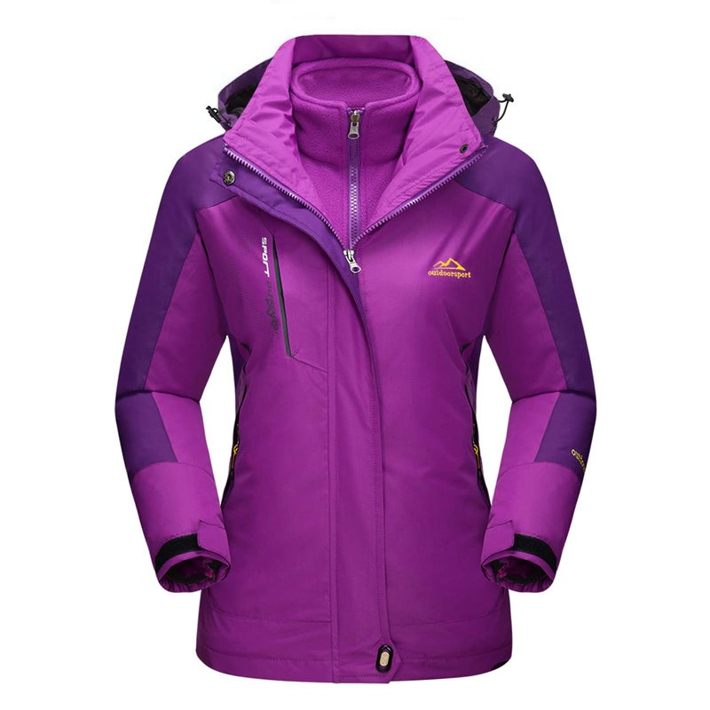 MAGCOMSEN Winter Coat Women's 3 in 1 Jacket Snowboard Jacket Waterproof Insulated Ladies Purple XL - Image 1